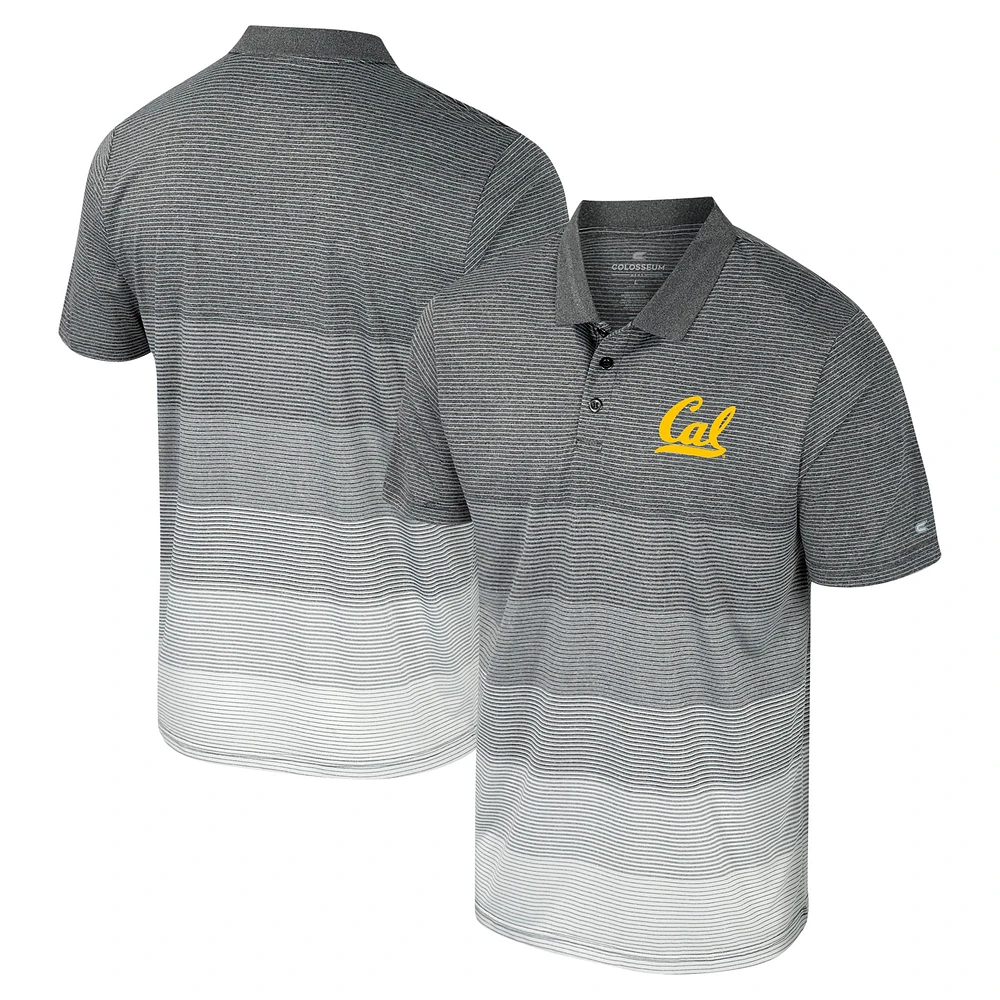 Men's Colosseum Gray Cal Bears Striped Mesh Polo