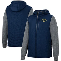 Men's Colosseum Navy/Charcoal Cal Bears Course Herringbone Full-Zip Hoodie