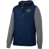 Men's Colosseum Navy/Charcoal Cal Bears Course Herringbone Full-Zip Hoodie