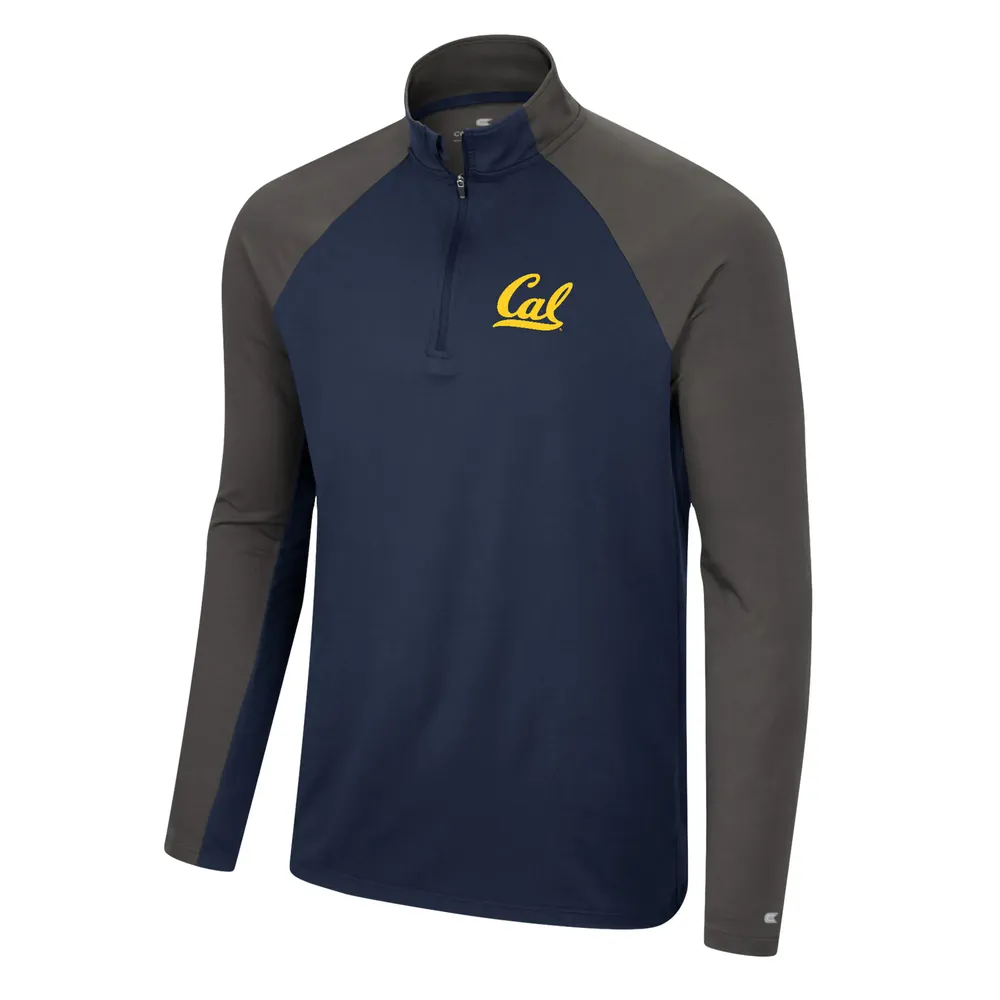 Men's Colosseum Navy/Charcoal Cal Bears Two Yutes Raglan Quarter-Zip Windshirt