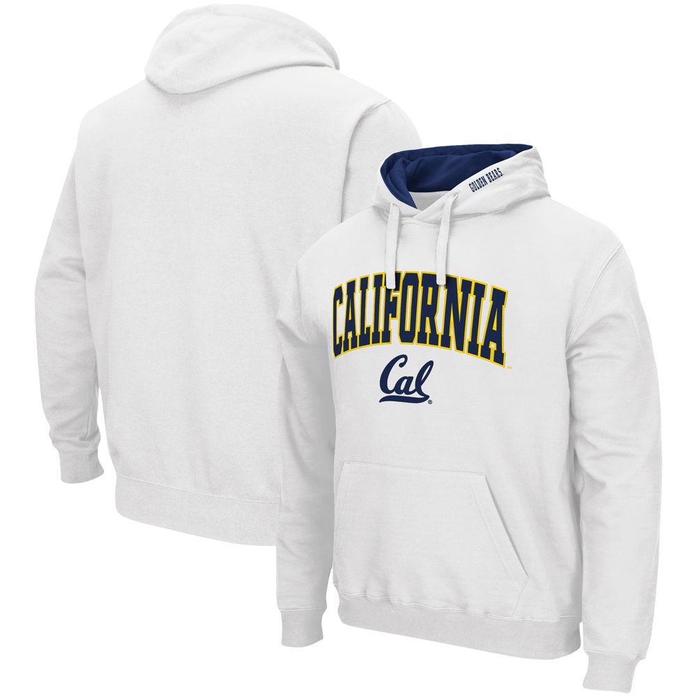 Men's Colosseum White Cal Bears Arch & Logo 3.0 Pullover Hoodie