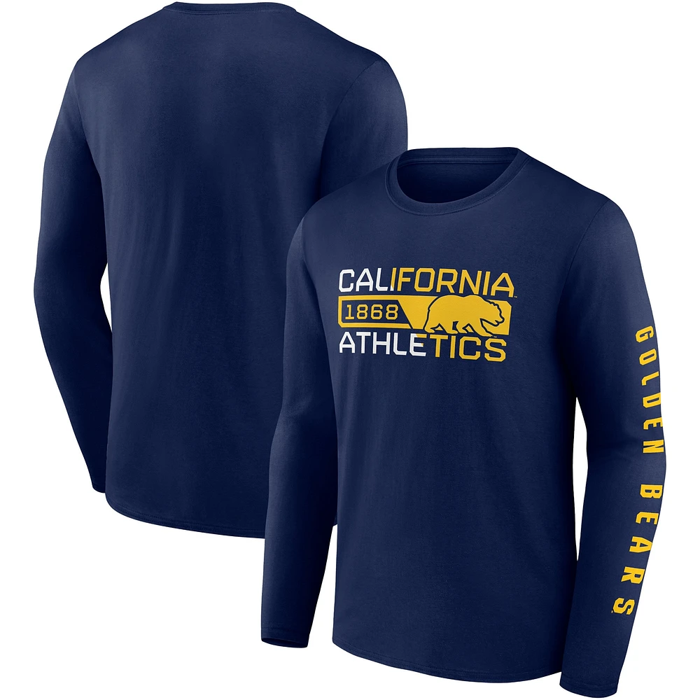 Men's Fanatics Navy Cal Bears Broad Jump 2-Hit Long Sleeve T-Shirt