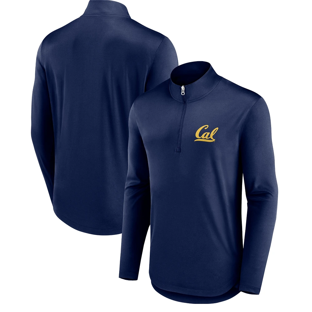 Men's Fanatics Navy Cal Bears Quarterback Mock Neck Quarter-Zip Top