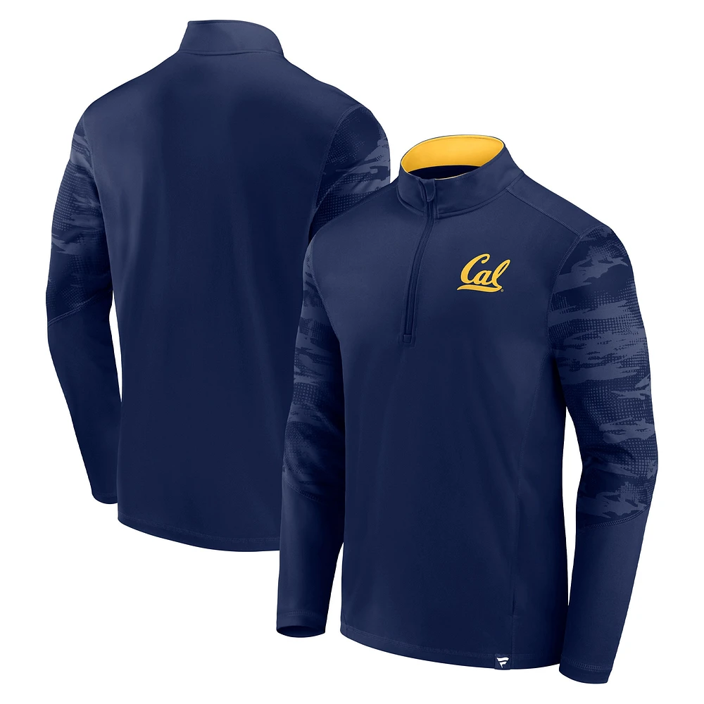 Men's Fanatics Navy Cal Bears Ringer Quarter-Zip Top