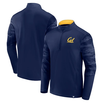 Men's Fanatics Navy Cal Bears Ringer Quarter-Zip Top