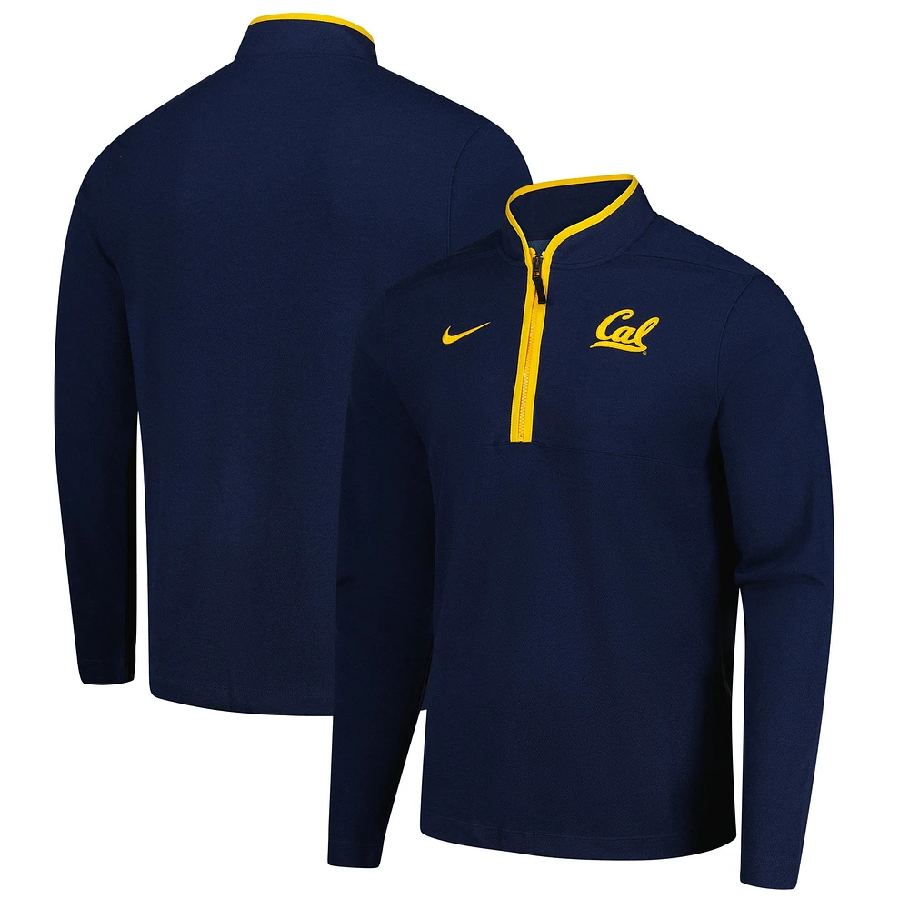 Haut Nike bleu marine à fermeture éclair quart de tour pour homme, entraîneur basket-ball Courtside Victory Performance, Cal Bears