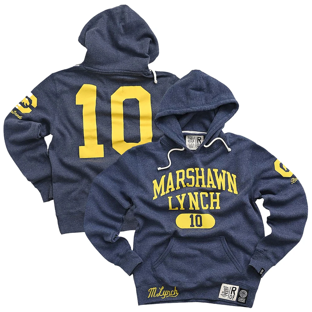 Men's Roots of Fight Marshawn Lynch Navy Cal Bears Name & Number Tri-Blend Pullover Hoodie