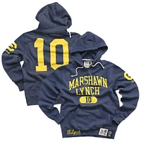 Men's Roots of Fight Marshawn Lynch Navy Cal Bears Name & Number Tri-Blend Pullover Hoodie