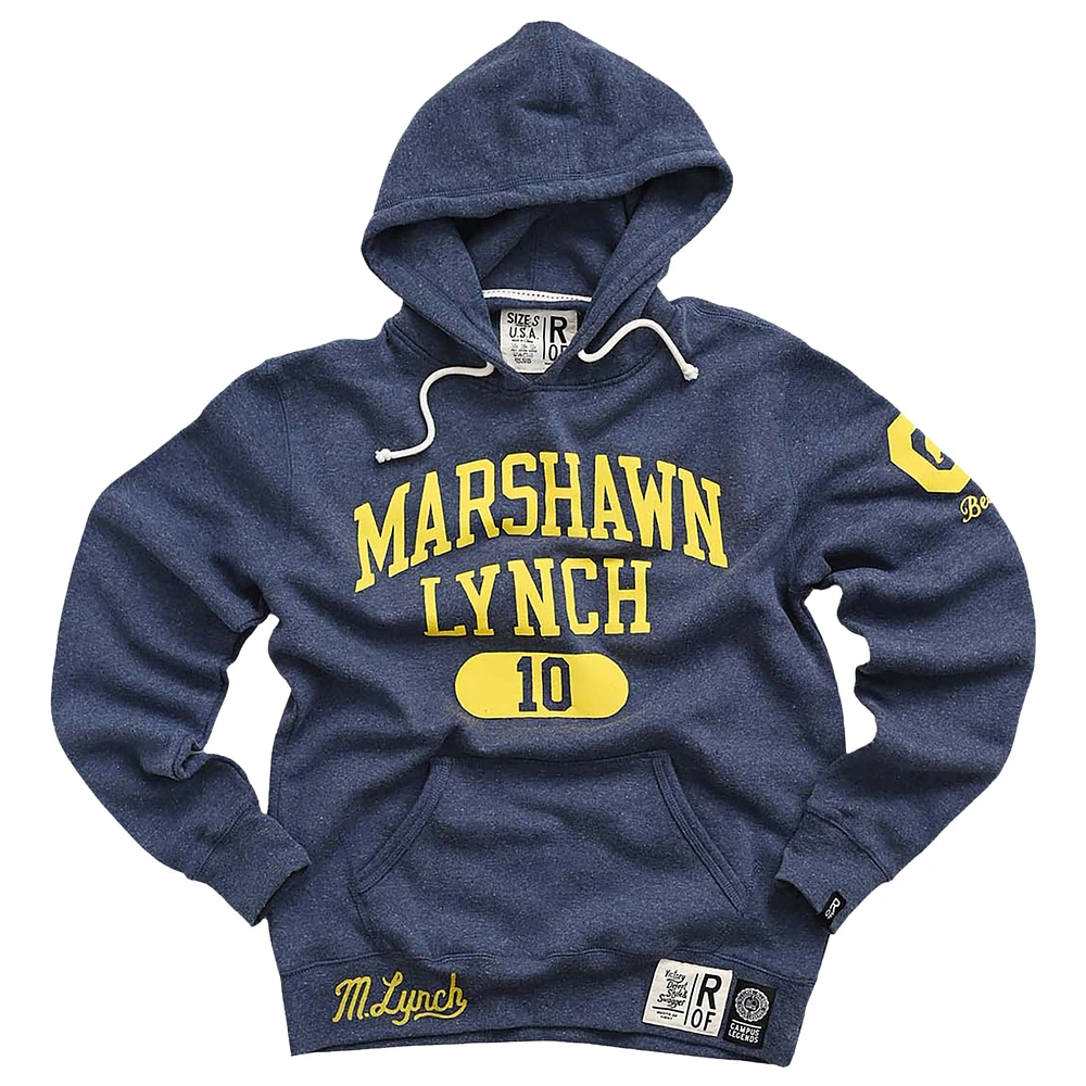 Men's Roots of Fight Marshawn Lynch Navy Cal Bears Name & Number Tri-Blend Pullover Hoodie