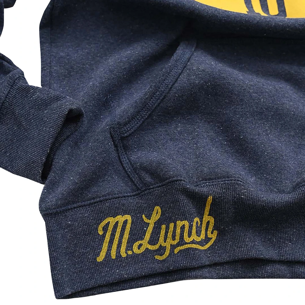 Men's Roots of Fight Marshawn Lynch Navy Cal Bears Name & Number Tri-Blend Pullover Hoodie