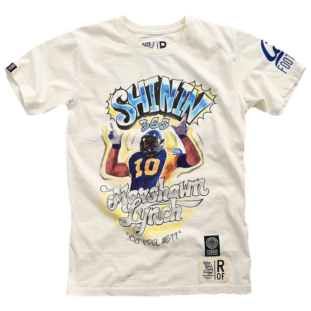 Men's Roots of Fight Marshawn Lynch White Cal Bears Shinin' 365 T-Shirt
