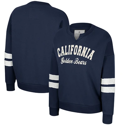 Women's Colosseum Navy Cal Bears Perfect Date Notch Neck Pullover Sweatshirt