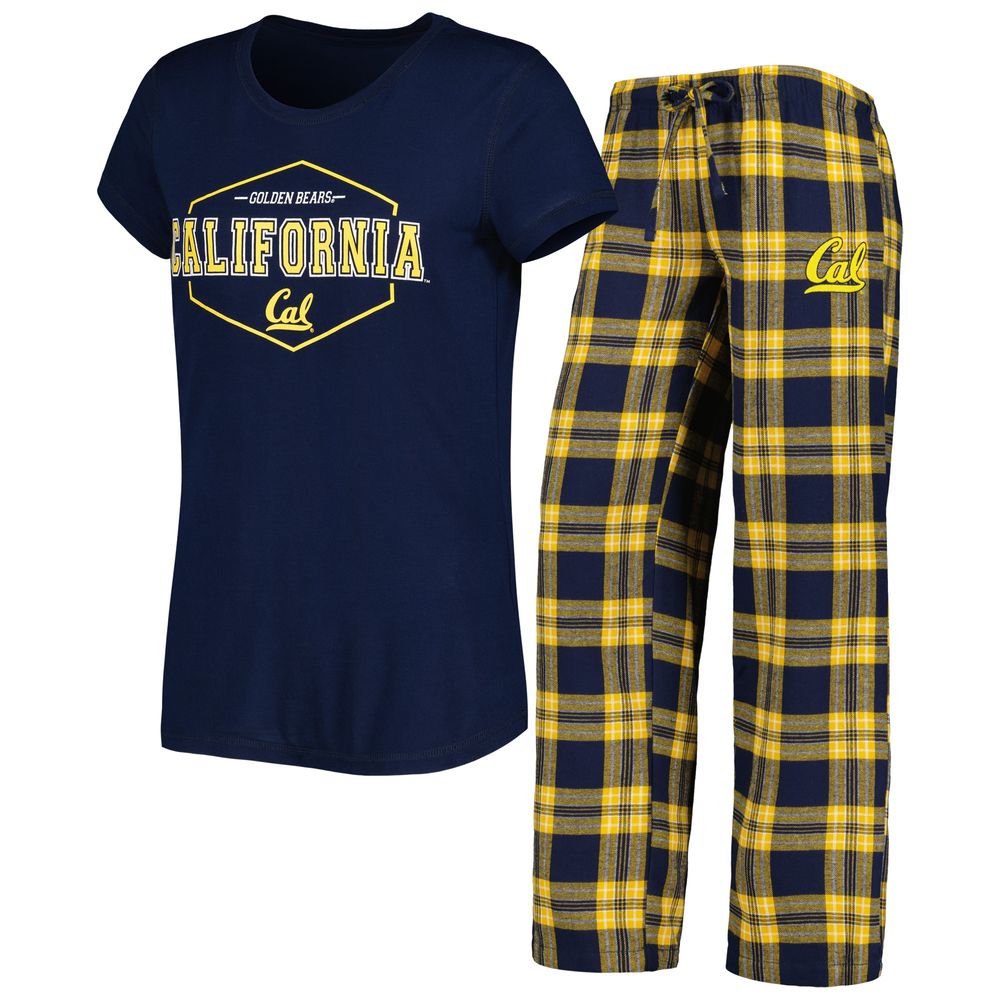 Women's Concepts Sport Navy/Gold Cal Bears Badge T-Shirt & Flannel Pants Sleep Set