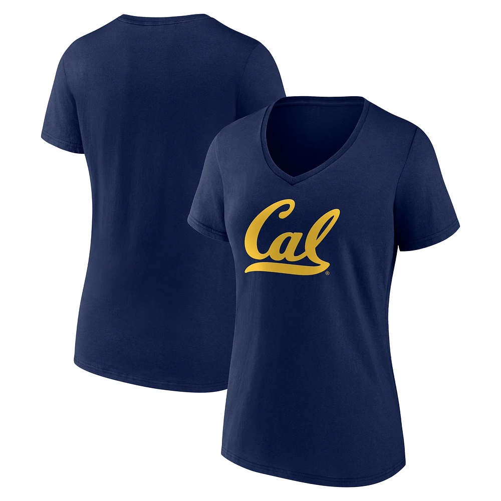 T-shirt col en V avec logo principal des Cal Bears pour femmes Fanatics Navy