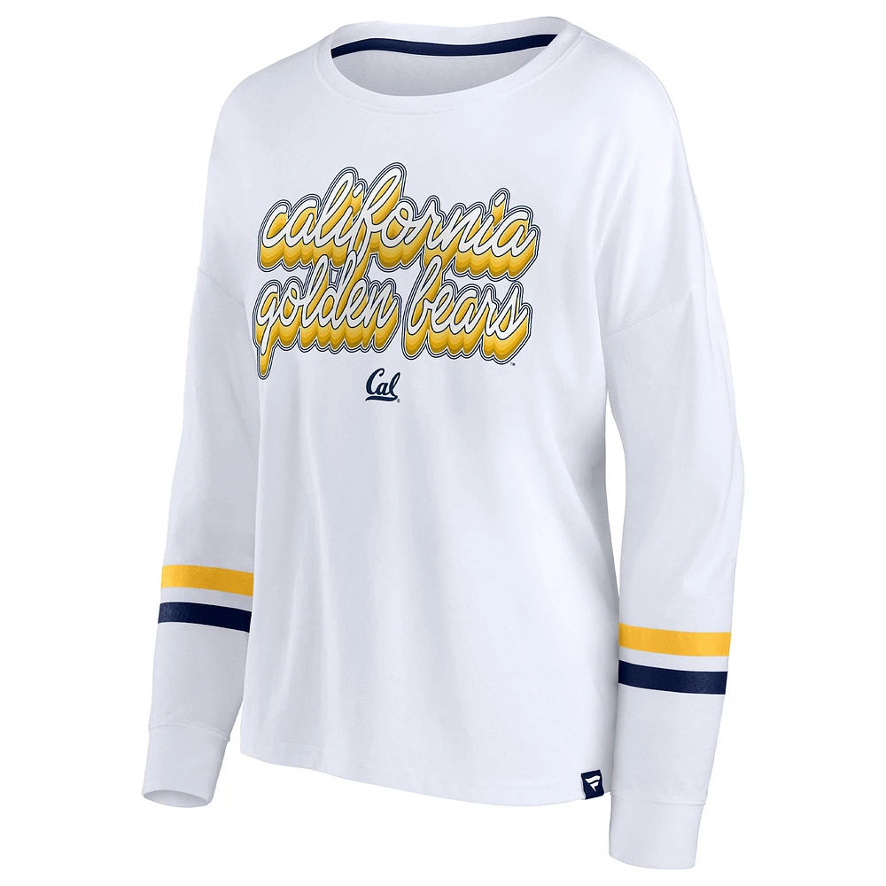 Women's Fanatics White Cal Bears Retro Power Striped Long Sleeve T-Shirt