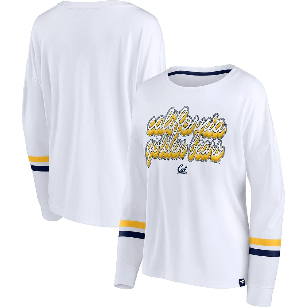 Women's Fanatics White Cal Bears Retro Power Striped Long Sleeve T-Shirt