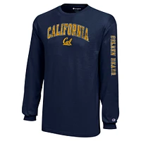 Youth Champion Navy Cal Bears Distressed Arch Over Logo Long Sleeve T-Shirt