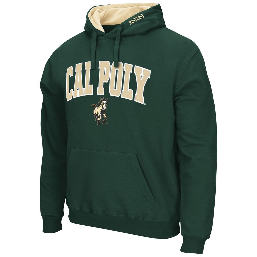 Men's Colosseum Green Cal Poly Mustangs Arch and Logo Pullover Hoodie