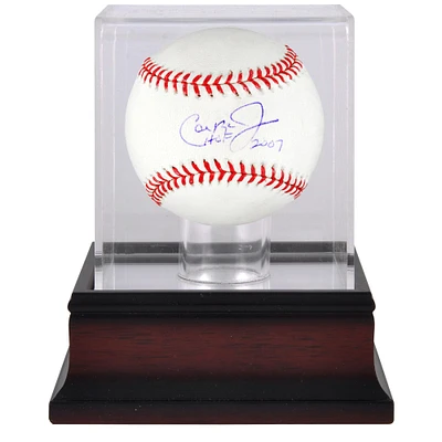 Cal Ripken Jr Baltimore Orioles Autographed Baseball with "HOF 2007" Inscription and Mahogany Baseball Display Case