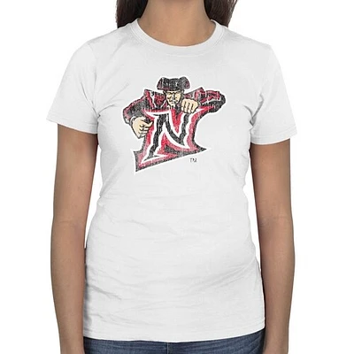 Cal State Northridge Matadors Women's Distressed Logo Vintage Slim Fit T-Shirt - White