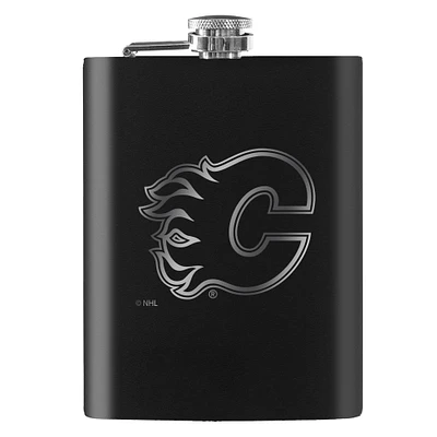 Black Calgary Flames 8oz. Laser Etched Flask