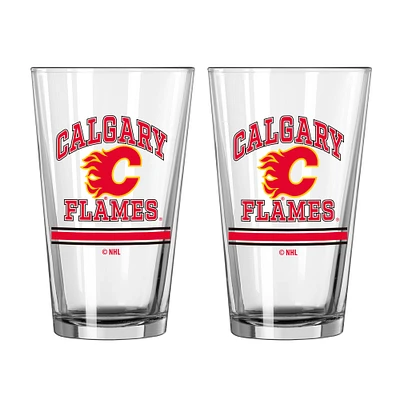 Flames de Calgary 16oz. Verre à pinte, paquet de deux