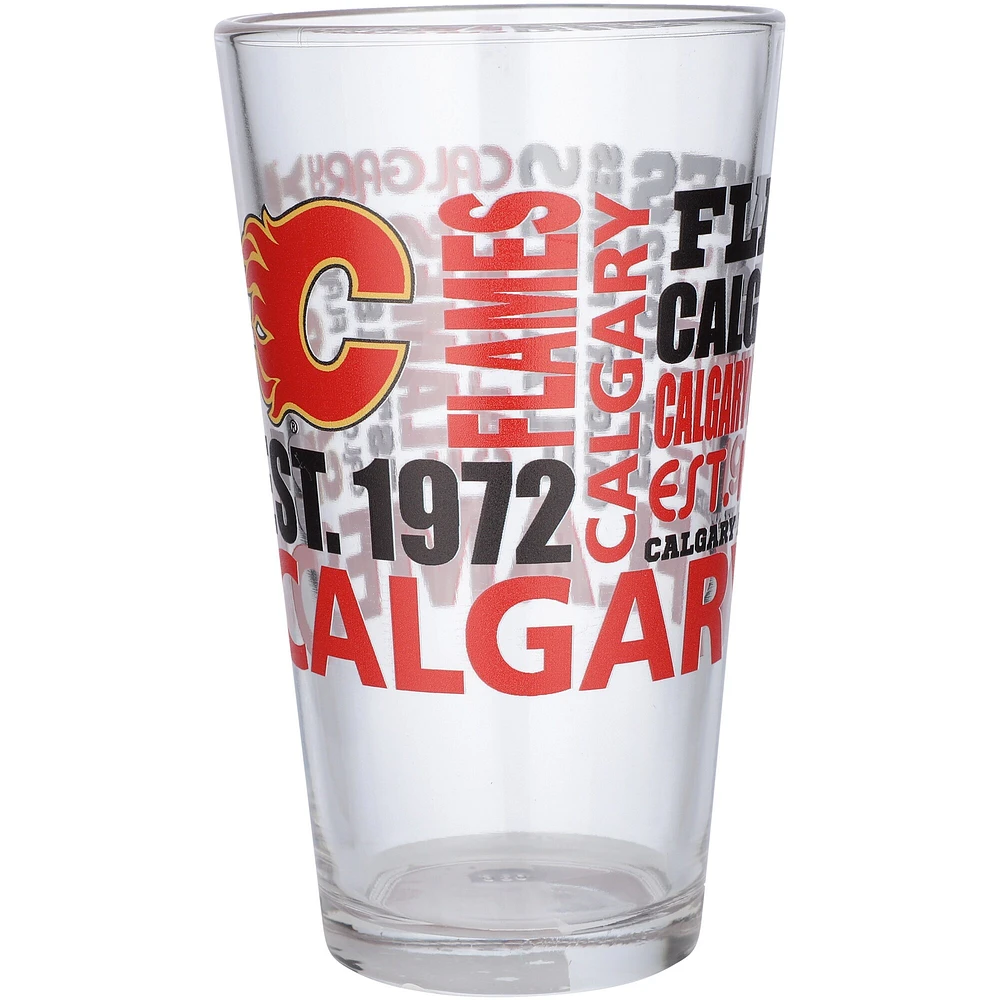 Flames de Calgary 16oz. Verre à pinte esprit d'équipe