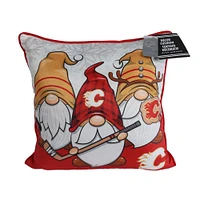 Coussin décoratif gnome des Flames de Calgary 18" x 18"