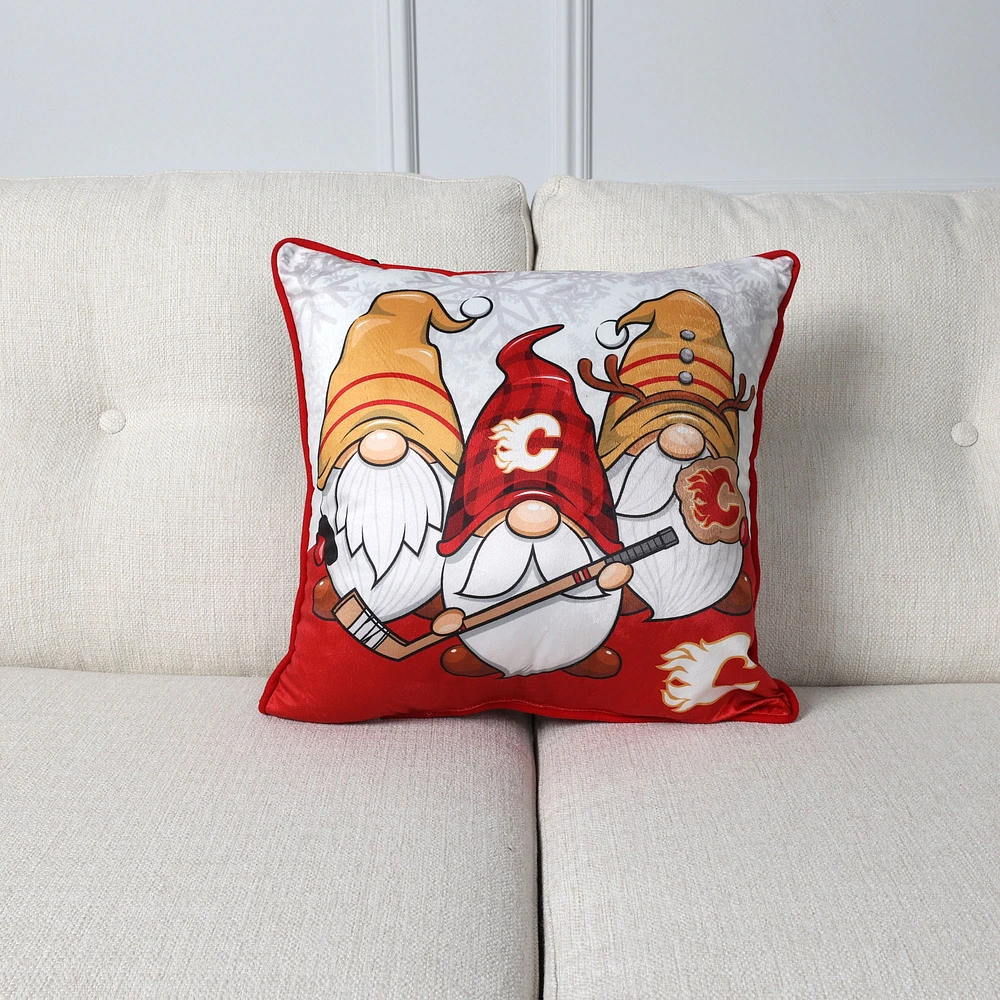 Coussin décoratif gnome des Flames de Calgary 18" x 18"