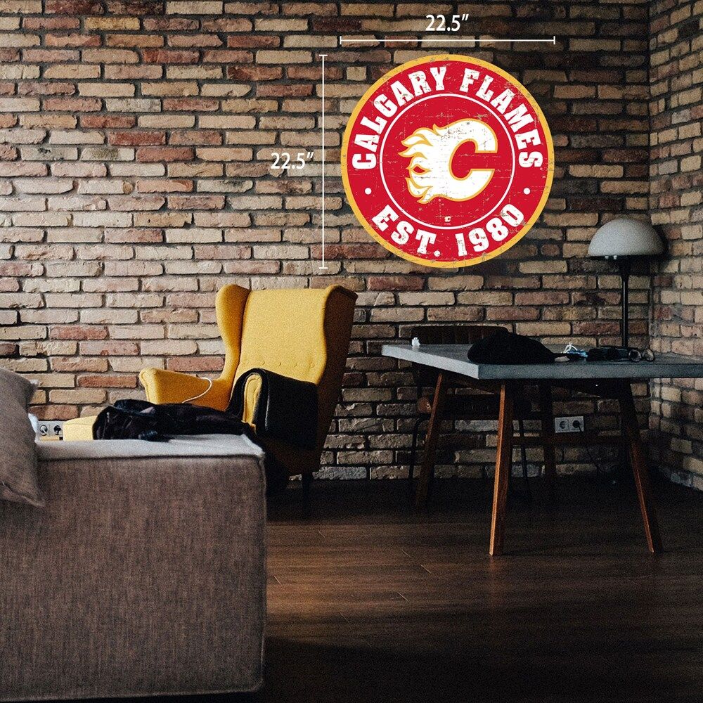 Calgary Flames 22'' Distressed Logo Wall Sign