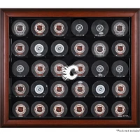 Vitrine de présentation en acajou pour 30 rondelles des Flames de Calgary