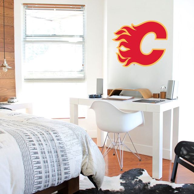 Autocollant mural repositionnable avec logo d'équipe 36'' x 36'' des Flames de Calgary