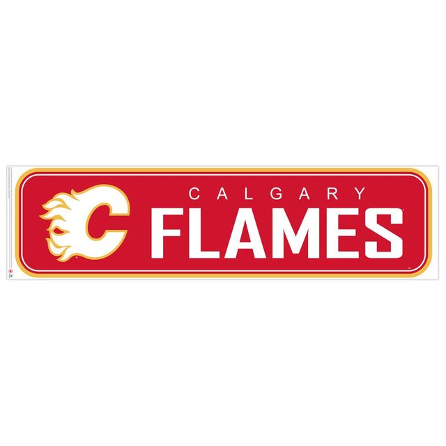 Mur repositionnable 90'' x 23'' des Flames de Calgary - Décalcomanie