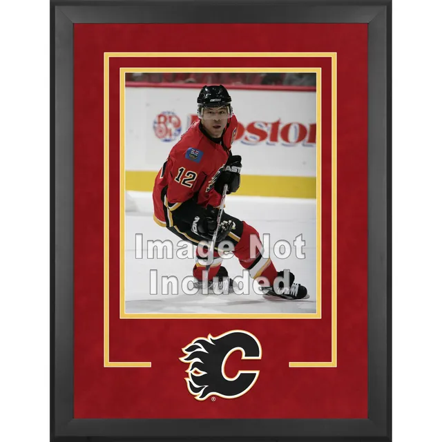 Calgary Flames Brown Framed Logo Jersey Display Case