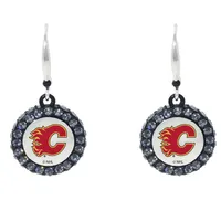 Calgary Flames Hockey Puck Earrings