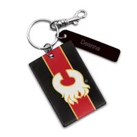 Calgary Flames - Coffret cadeau trois pièces en cuir avec étiquette personnalisée