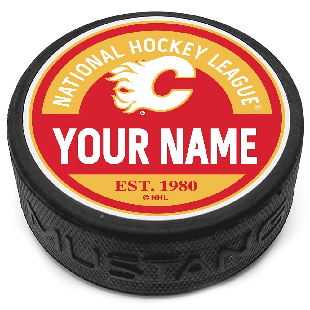 Calgary Flames - Personalized Block Textured Puck