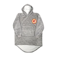 Gray Calgary Flames Game Time Hoodie Blanket