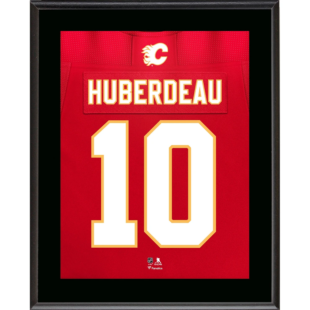 Plaque de joueur sublimée avec numéro de maillot de 10,5" x 13" des Flames de Calgary de Jonathan Huberdeau
