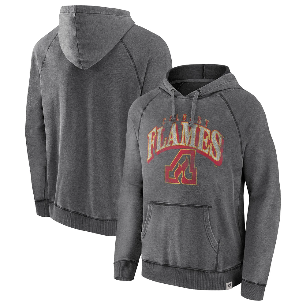 Sweat à capuche gris effet vieilli True Classics Calgary Flames Fanatics pour hommes