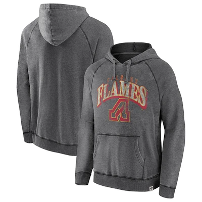 Sweat à capuche gris effet vieilli True Classics Calgary Flames Fanatics pour hommes