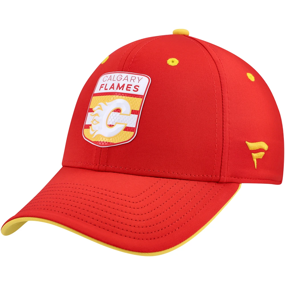 Men's Fanatics  Red Calgary Flames Authentic Pro Draft Stretch-Fit Hat