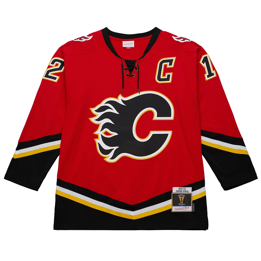 Men's Mitchell & Ness Jarome Iginla Red Calgary Flames 2003/04 Throwback Powerplay Jersey