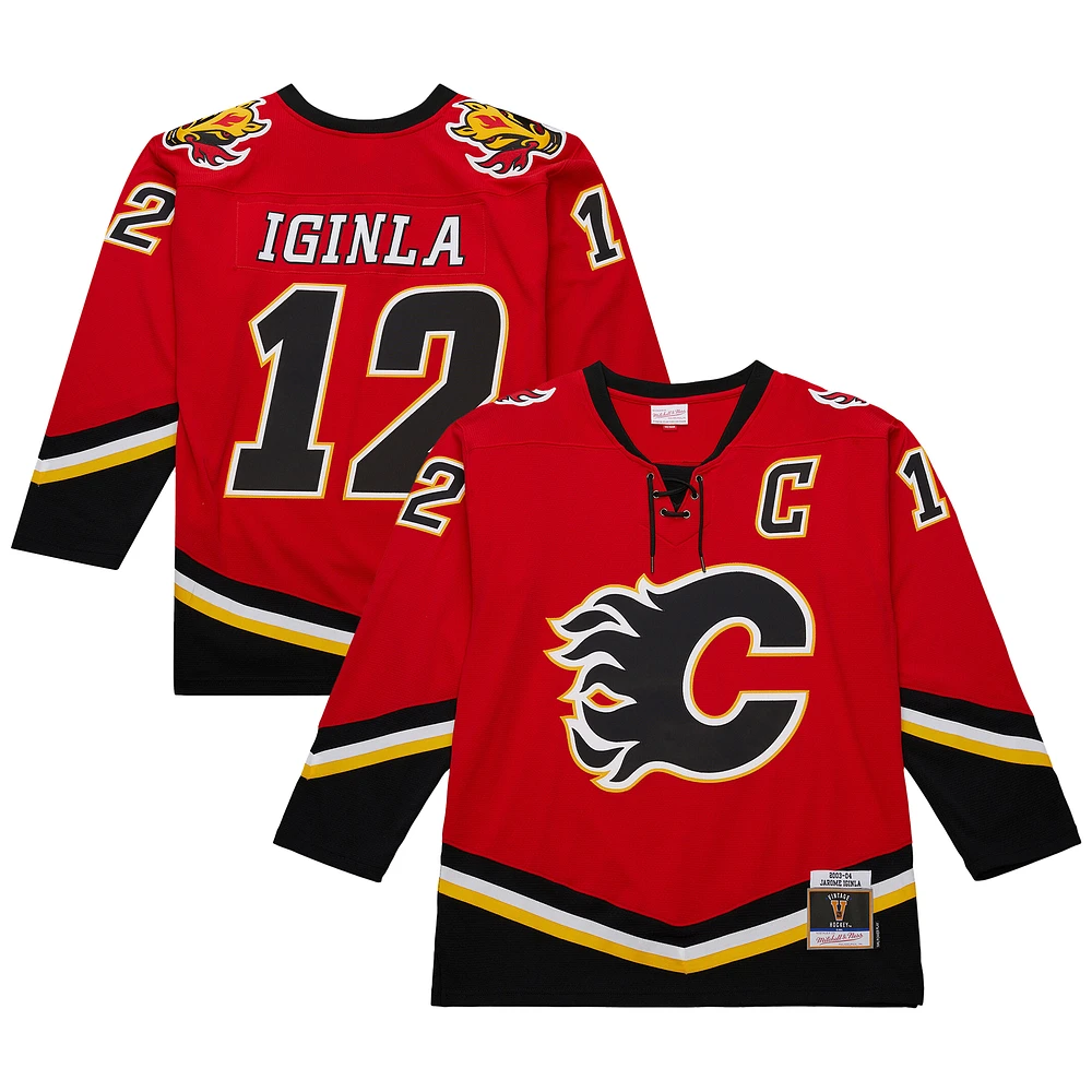 Men's Mitchell & Ness Jarome Iginla Red Calgary Flames 2003/04 Throwback Powerplay Jersey