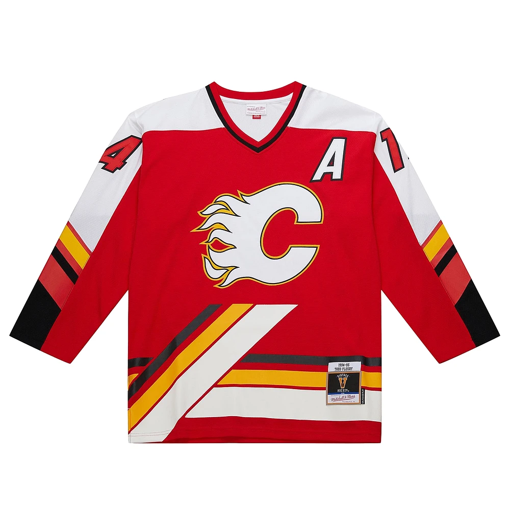 Men's Mitchell & Ness Theoren Fleury Black Calgary Flames 1994/95 Alternate Captain Power Play Throwback Jersey