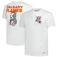 T-shirt en peluche blanc pour homme Mitchell & Ness Calgary Flames