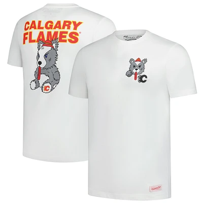 T-shirt en peluche blanc pour homme Mitchell & Ness Calgary Flames