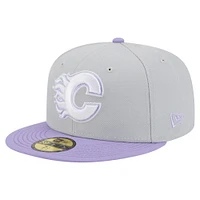 Men's New Era  Gray/Light Purple Calgary Flames Color Pack Two-Tone 59FIFTY Fitted Hat