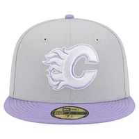 Men's New Era  Gray/Light Purple Calgary Flames Color Pack Two-Tone 59FIFTY Fitted Hat