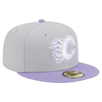 Men's New Era  Gray/Light Purple Calgary Flames Color Pack Two-Tone 59FIFTY Fitted Hat